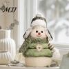 Festive Fabric Figurines for Shopping Malls Green Christmas Plush Figurines, Skiing Snowman Reindeer Stuffed Doll, Seasonal Gift Items Friends