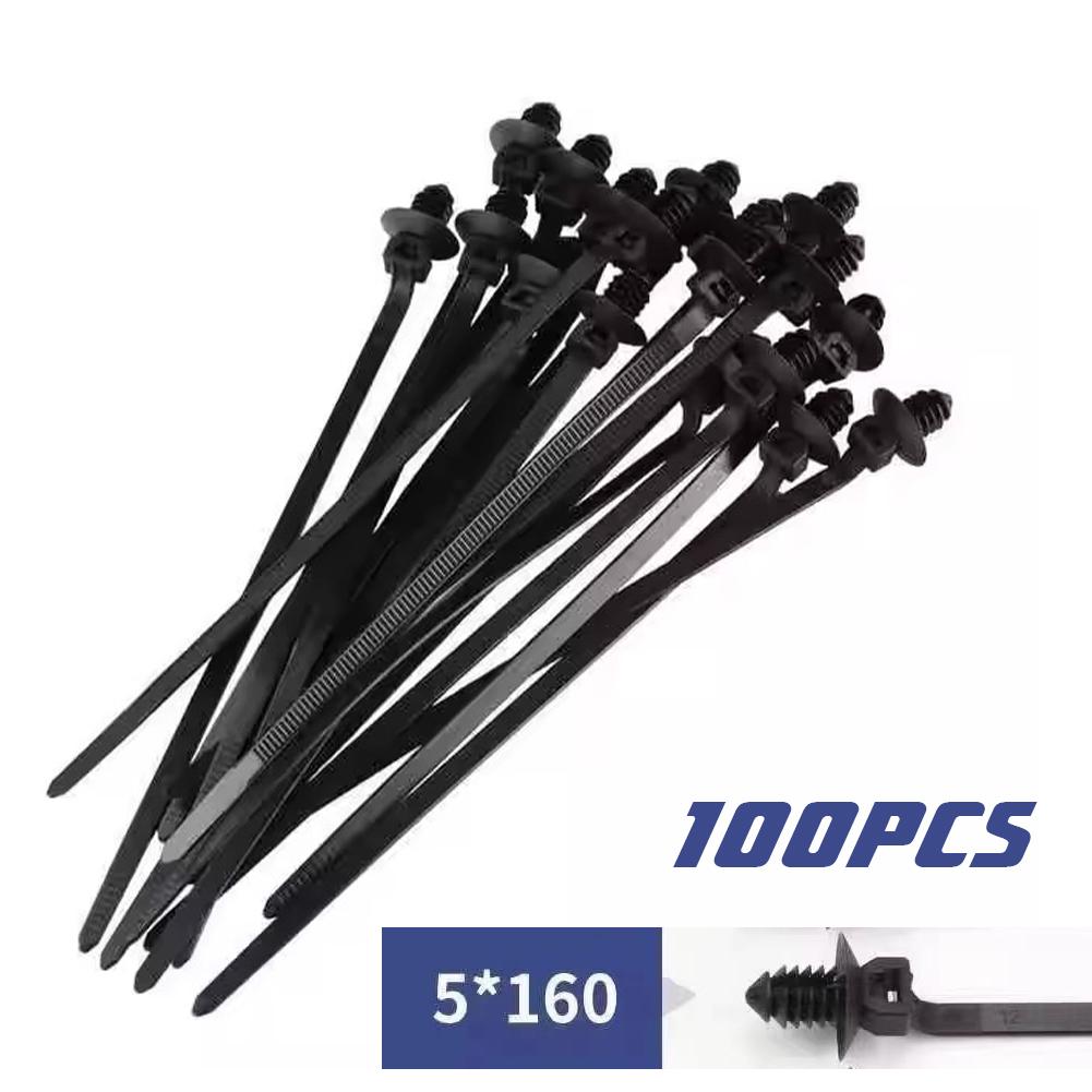 100pcs Self-Locked Nylon Cable Tie Push Clips For Car Wiring Harness Fixed Cable Tie Buckle Straps Car Accessories