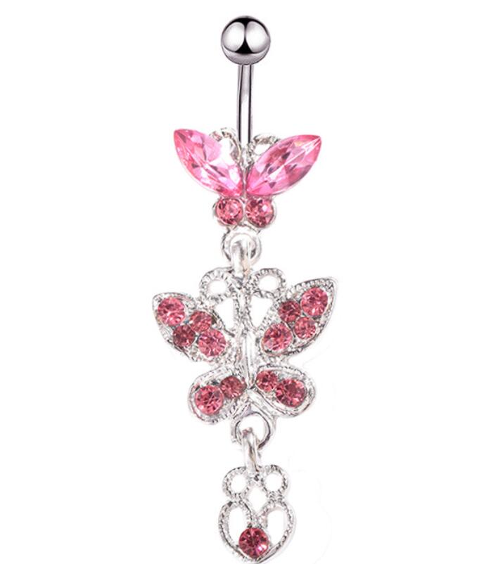 Rhinestone Glitter Long All-match Bowknot Dangle Belly Button Navel Ring