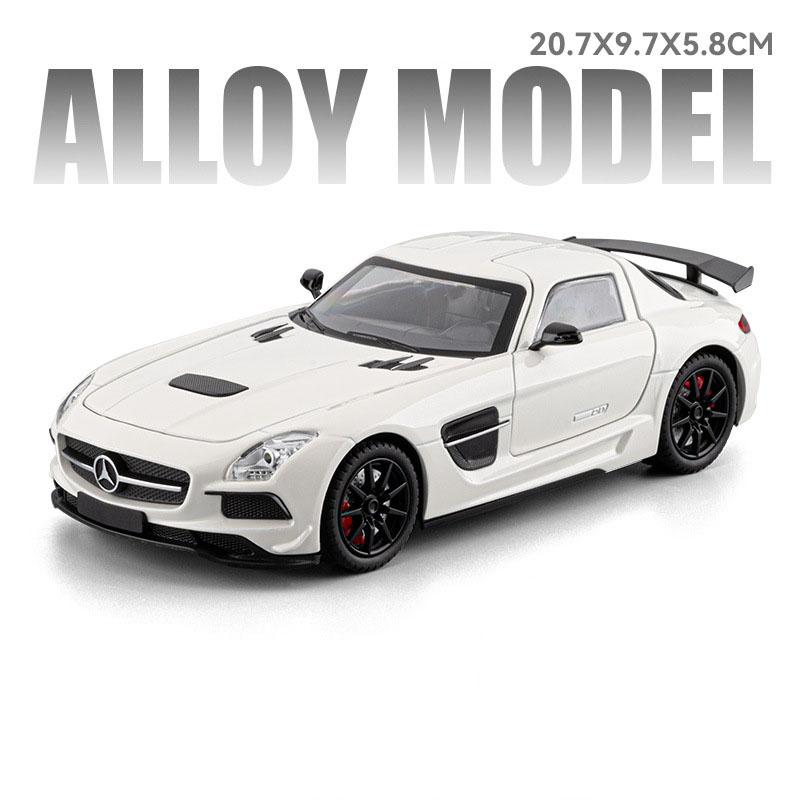 1:24 Scale SLS 300SL Sports Car Toy Model Sound Light Pull Back Doors Opened Miniature Vehicles Models Ornament Gifts for Kids
