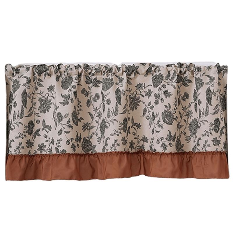 Retro-Stile Florale Designs Kurzer Vorhang Atmungsaktive Transparente Fensterdekorationen für Wohnzimmer Küche Schnelle Montage