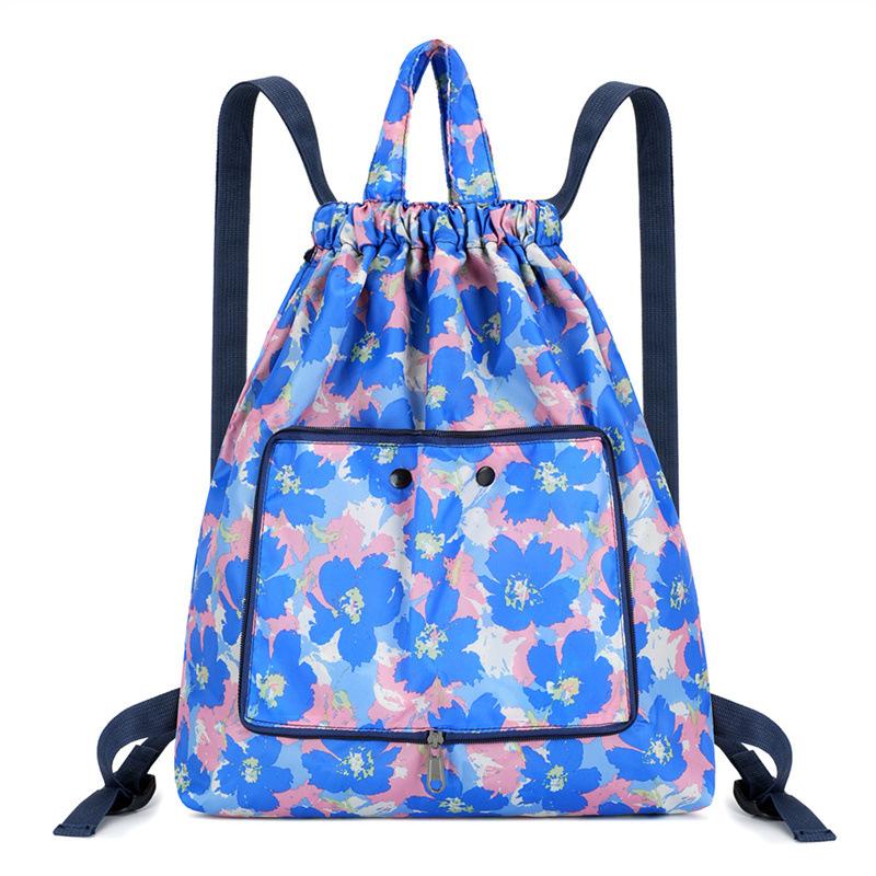 Fashionable Sports Bag Foldable Tie-mouth Handbag Large Capacity Portable Casual Home Shopping Backpack