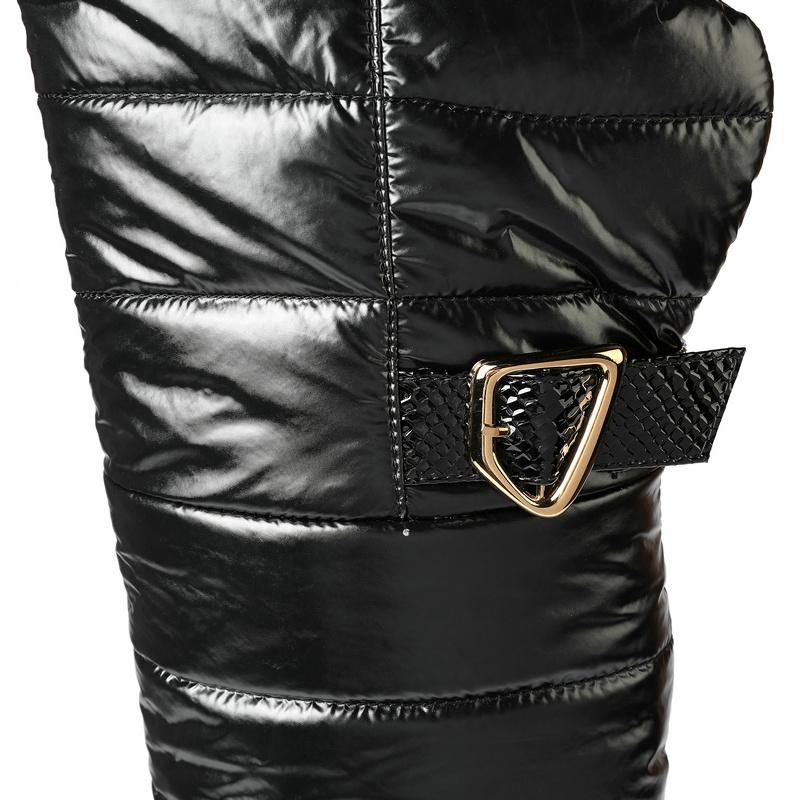 Women Snow Boots 2025 Winter Black Over the Knee Booties Warm Waterproof Cloth Padded Cotton Wedges Thick Plush Platform Shoes