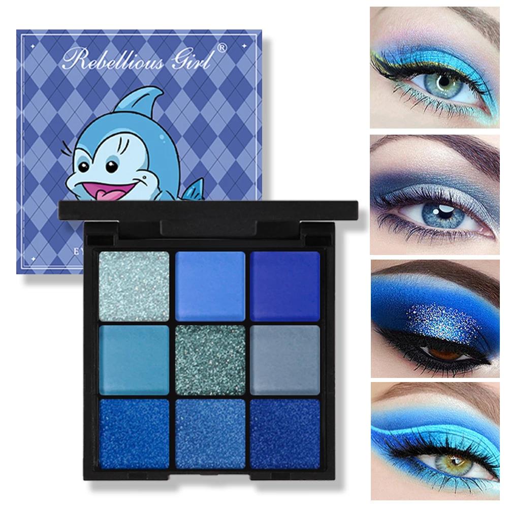 9-Farben Lidschattenpalette Glitzer Perlmutt Matt Lidschatten Schimmer Make-up Lang anhaltend Frauen Schönheit Augenkosmetik Lila Rot