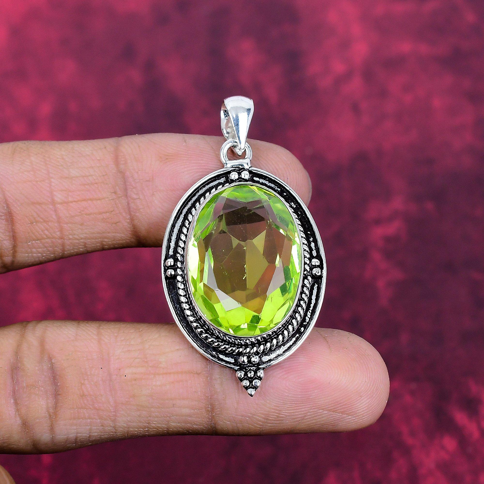 

Кулон с лимонным топазом, Ювелирные изделия из драгоценных камней из стерлингового серебра 925 пробы, Кулон ручной работы, На День благодарения 1.96 Inches