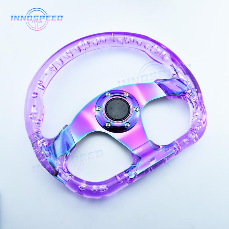 13inch D Shape Acrylic Racing Game Steering Wheel Neo Chrome Spoke Car Modified Sports Steering Wheels
