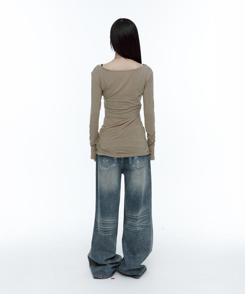 ROUGHNECK Crossline Slim Top Khaki Brown