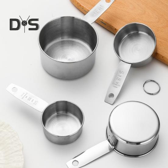 Messlöffel-Set aus Edelstahl, Doppelskala, Messbecher mit ergonomischem Griff für präzise Backmessungen, Verwendung in der Küche zu Hause und in der Bäckerei