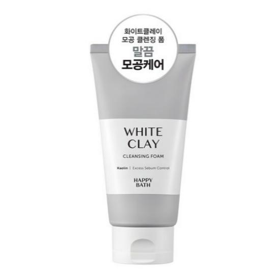 HAPPY BATH White Clay Pore Cleansing Foam Deep Clean Sebum Control Facial Cleanser 150g