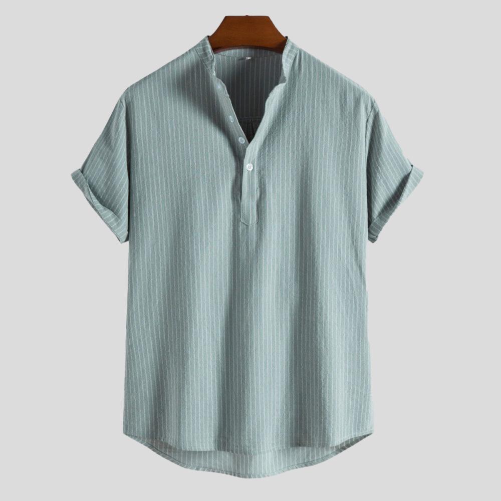 

2026 Summer New Men s Short-sleeved Shirt Fashion Casual Loose Comfortable Solid Color Cardigan Lapel Beach Men s Short-sleeved Shirt S світло-зелений колір