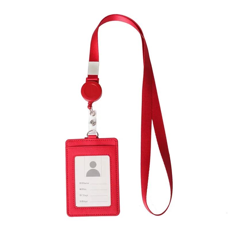 Multi-functional Card Holder with Lanyard for Men and Women Credit Cards Bank Cards Student Cards Leather Wallet ID Badge Case