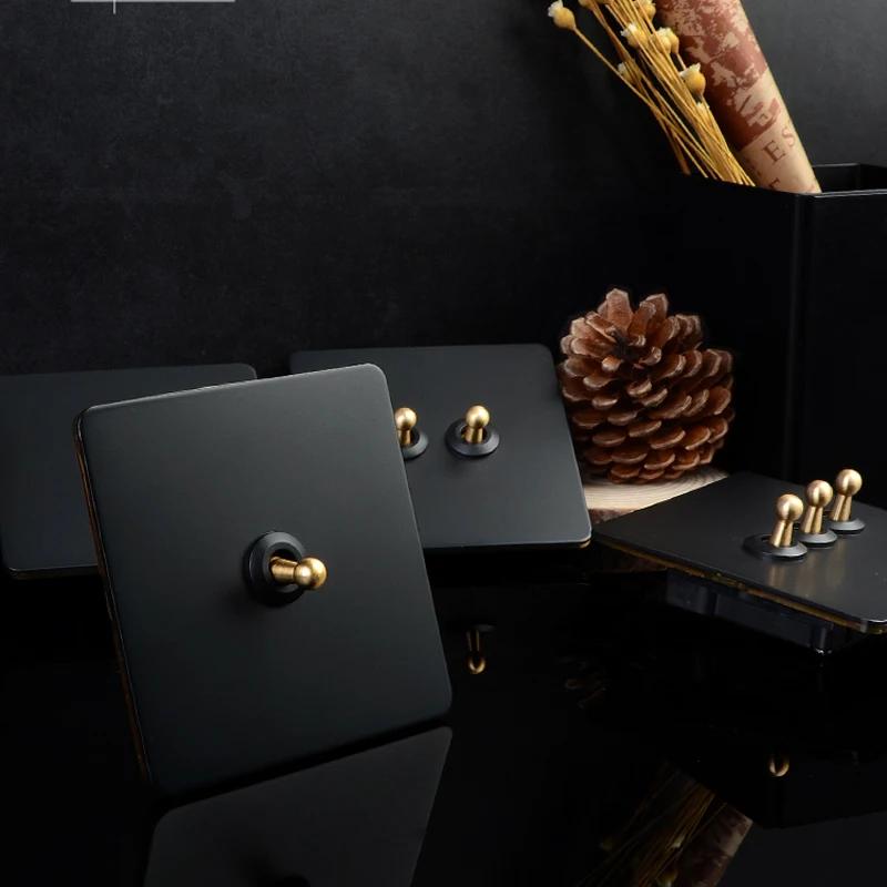 1 Stück 86er Typ Edelstahl-Panel-Wandkipplichtschalter Messingstange 1/2/3/4-Wege-Wandkippschalter für Büros, Hotels, Baumarkt