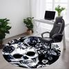 1pc Skull Floral Pattern Chair Carpet for Office, Round Polyester Mat, Indoor Decor for Office, Easycare Fabric, Washable Non-slip Area Carpet