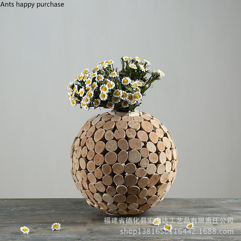 Handmade Vase Creative Wooden Vase Home Decor Accessories Desktop Dried Flower Vases Ornament Crafts Decorative Vases Gift