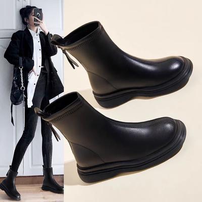 Inner Heightening Martin Boots Women's Autumn and Winter 2024 New Velvet Explosive Short Boots Super Hot Small Thick-soled Thin Boots