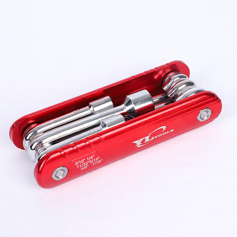 Hex Nut Driver Set 6 In 1 Folding Nut Driver Set Imperial/Metric Motor Folding Socket Wrench Steel Shank Portable Premium Handle