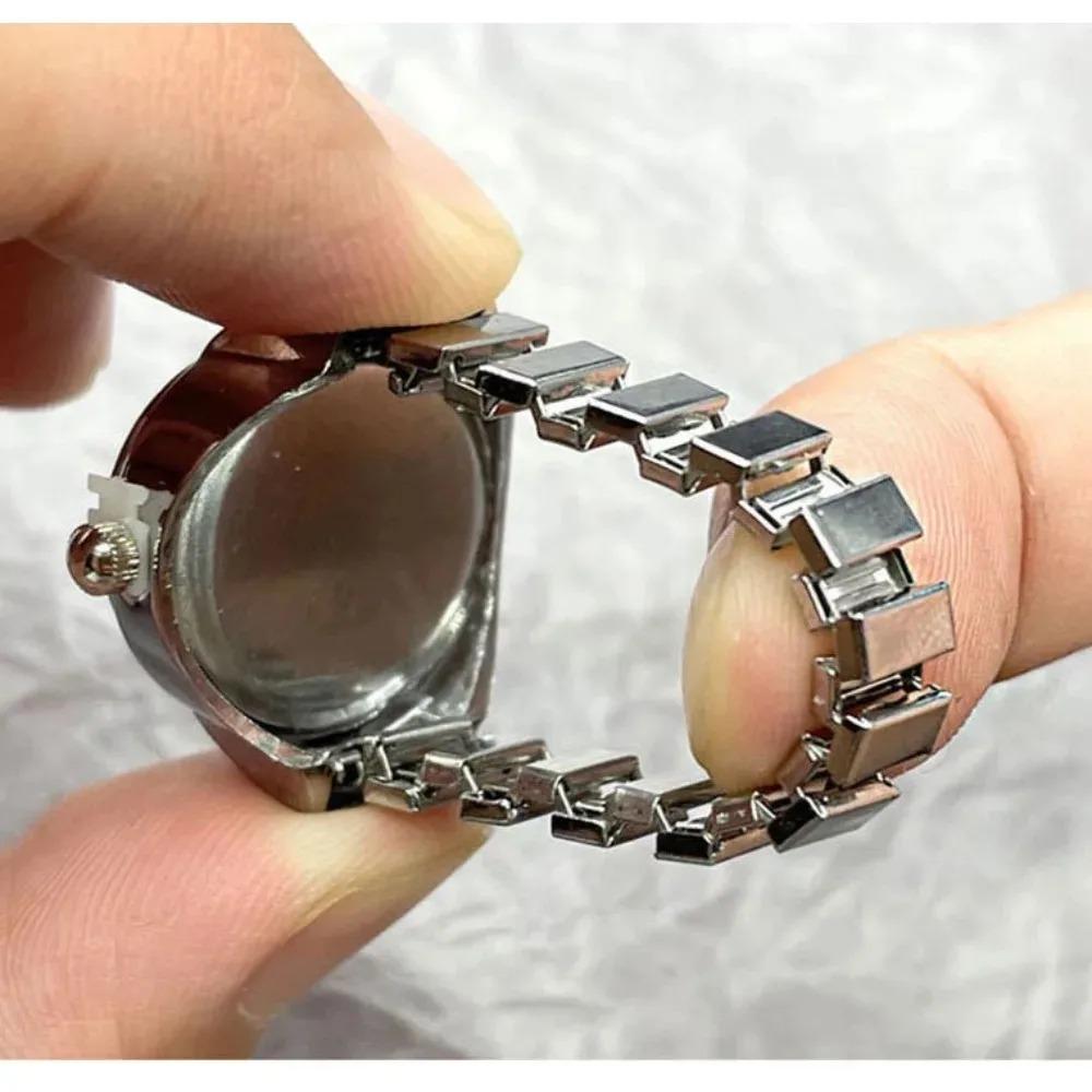 Heart Mini Italian Charm Finger Watch Ring Roman Numeral Quartz Watch for Women Men Fashion Finger Ring Watch Jewelry