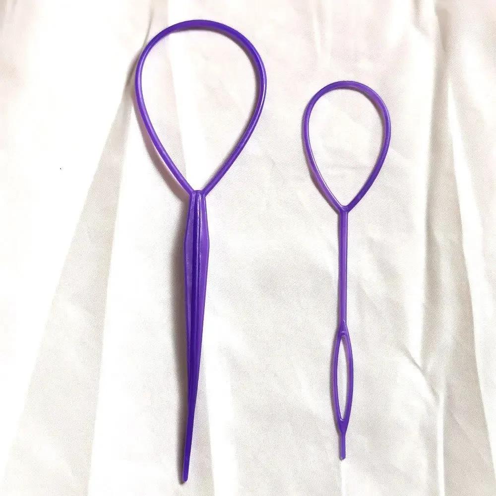 

2 шт./компл. пластиковый конский хвостик-креатор петля пони-топси хвостик заколка аксессуары для волос инструмент для укладки косичек для женщин и девочек черный новый фиолетовый