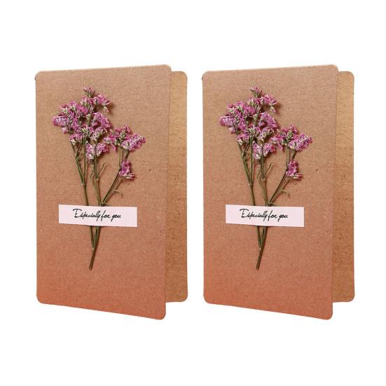 2 Adet Kuru Çiçek Tebrik Kartı El Yapımı Retro Hediye Kartı Düğün Doğum Günü Bebek Partisi Mezuniyet İçin Kendin Yap Davetiye Dilek Kartı