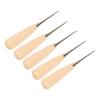 Wooden Handle Awl Punch Stainless Steel Awl Leather Scratch Awl for DIY Sewing Leather Punch Book