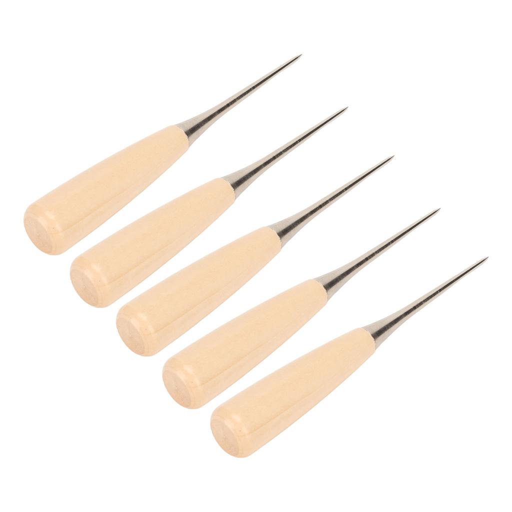 Wooden Handle Awl Punch Stainless Steel Awl Leather Scratch Awl for DIY Sewing Leather Punch Book