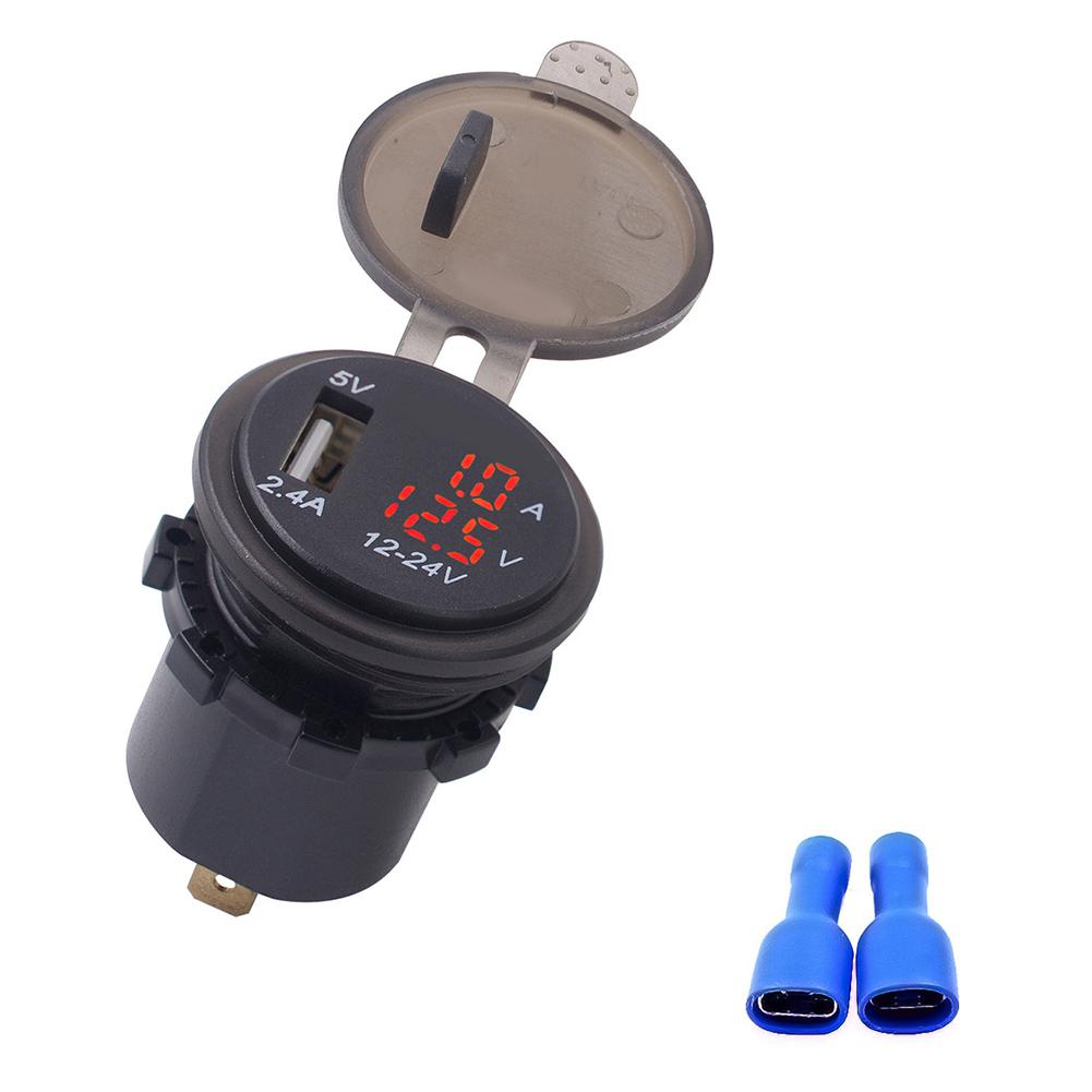 

DC1224V 2.1A 3 in 1 Multifunction Digital LED waterproof Thermometer Voltmeter Car USB Fast червоний