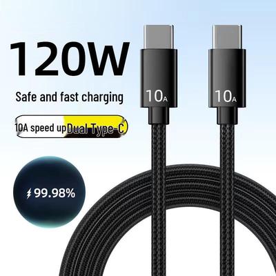 Braided Dual Type-C 120W Fast Charging Data Cable for Apple 15 & Huawei Honor 10A.