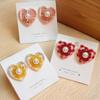 Women's Check Pattern Pearl Heart Earrings
