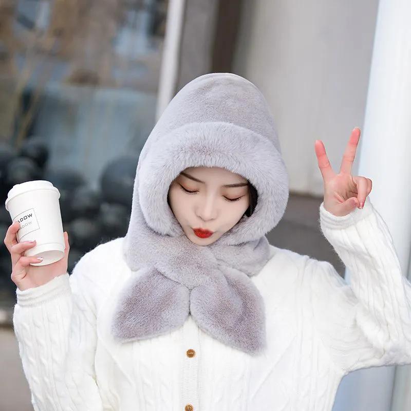 WTEMPO Women's Autumn Winter Casual Versatile Ear Protection Hats Retro Elegant Warm Thickened Soft Solid Color Windproof Cold-proof Hats