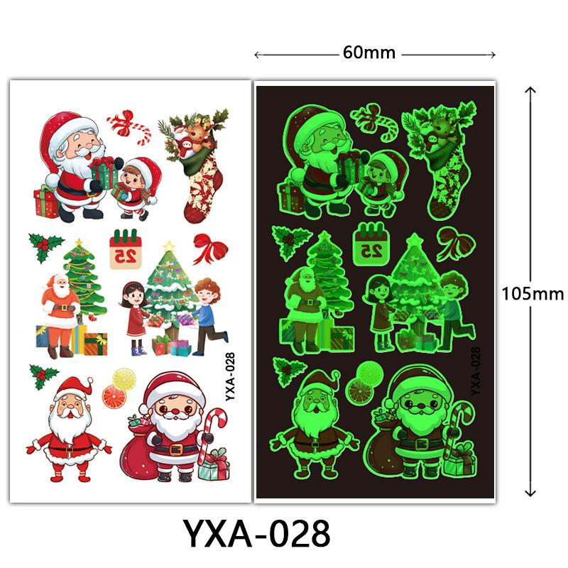 Christmas Luminous Tattoo Sticker Glowing Waterproof Sweat Cute Cartoon Holiday Party Temporary Sticker