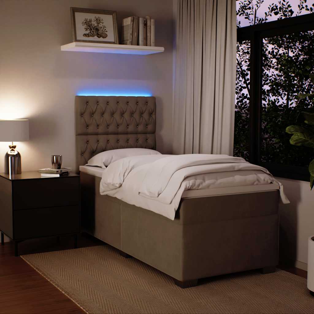 Vidaxl Continentale Bed met Matras, Lichtgrijs, Fluweel, 90x200 Cm