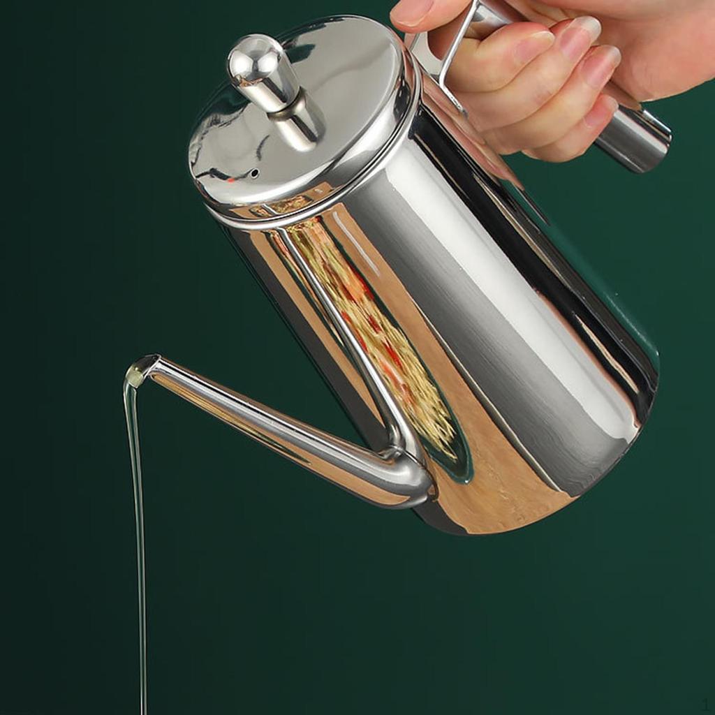 Edelstahl Ölspender Flasche Küche Einfaches Ausgießen mit Komfortablem Griff Topf Vielseitig