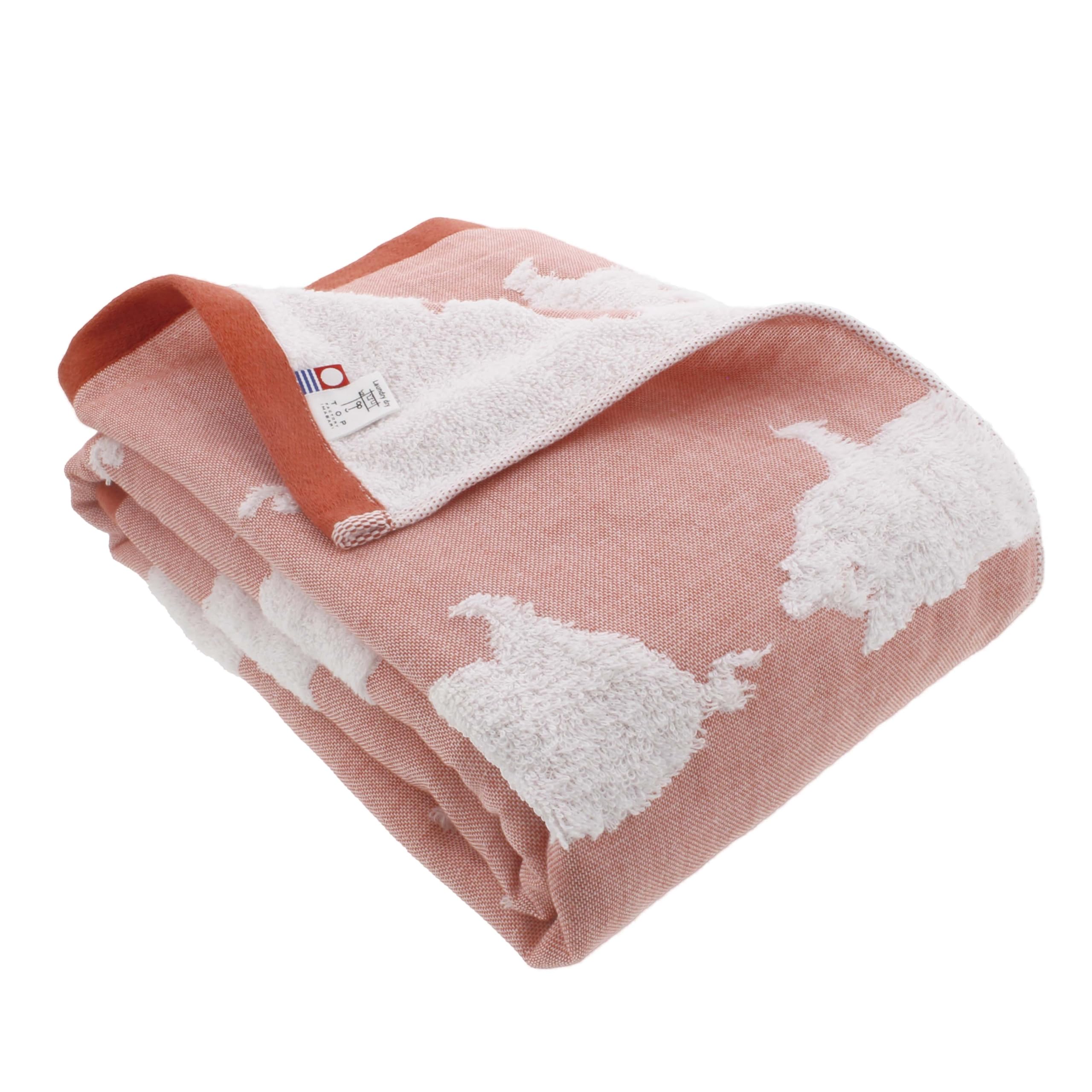 

Top Factory Imabari Bath Towel, Soft and Smooth Gauze, Pig Design, Approx. 60 x 120 cm, Made in Japan, Red