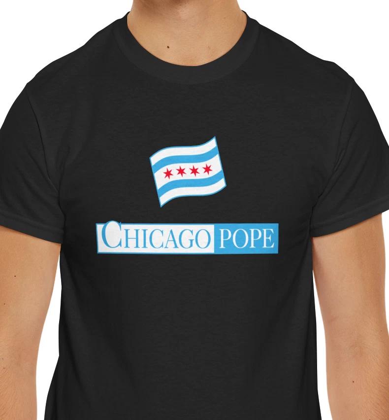 Chicago Pope Leo XIV with Chicago Flag Tee | Chicago Flag Inspired Logo T shirt S