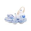 12th Dolls House Miniature Ceramic Tea Set Pot Cups with Blue Floral