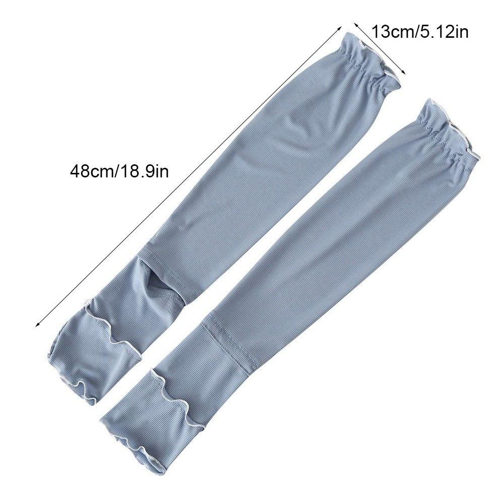 Breathable Ruffles Ice Silk Arm Sleeves Flared Solid Color Sunscreen Arm Sleeves UV Protection Cooling Cycling Arm Cover Cycling