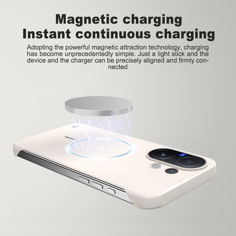 Für Magsafe Rahmenlose Hülle Für VIVO V60 Matt Ultra Dünn Kabelloses Laden Hartes PC Stoßfestes Cover für V60 V50 V40 Lite Schale