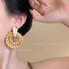 Design Sense Rattan Grass Woven Earrings Women's Retro Ethnic Style Bohemian Vacation Style Earrings Exaggerated Antique Earrings