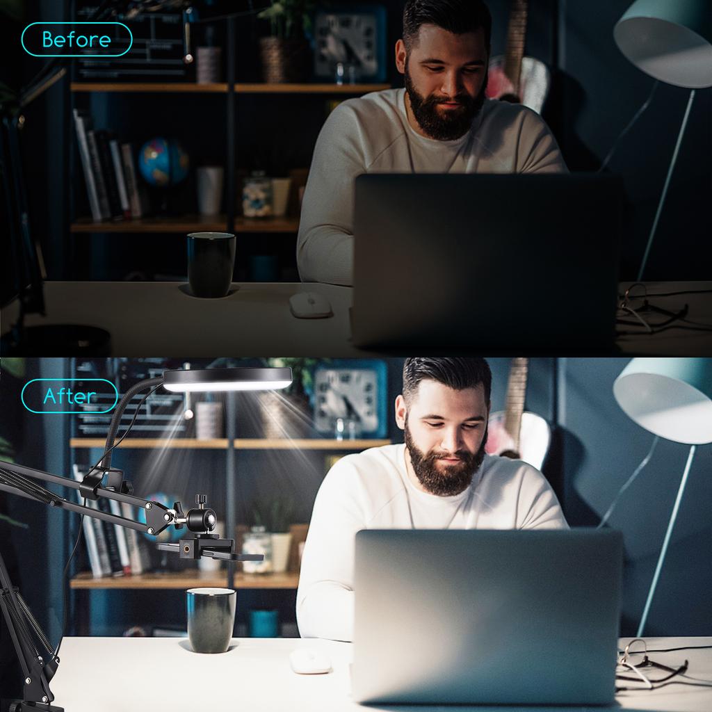 Skládací držák na telefon Andoer s držákem na kameru s 8palcovým kruhovým svítidlem a klipem na kulovou hlavu