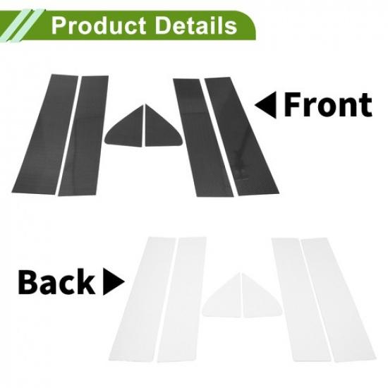 6 Pcs Door Pillar Window Trim for Chevy Silverado Carbon Fiber Pattern Black