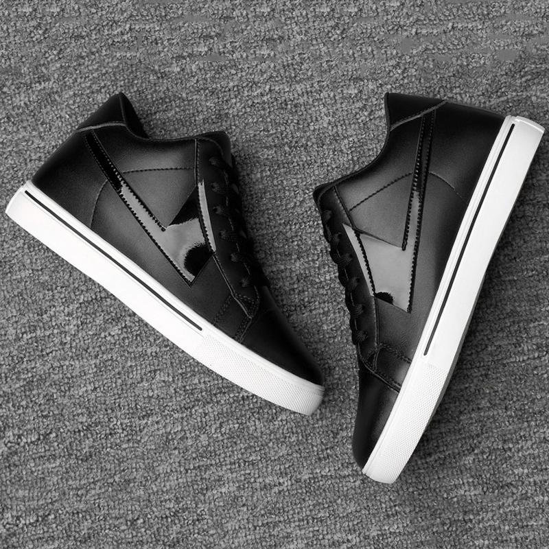 Adidași Bărbați Pantofi cu Înălțător Branț pentru Mărirea Înălțimii 8cm Alb Negru Pantofi Mai Înalți Bărbați Modă Casual Piele Sport Mărimi Mari 44