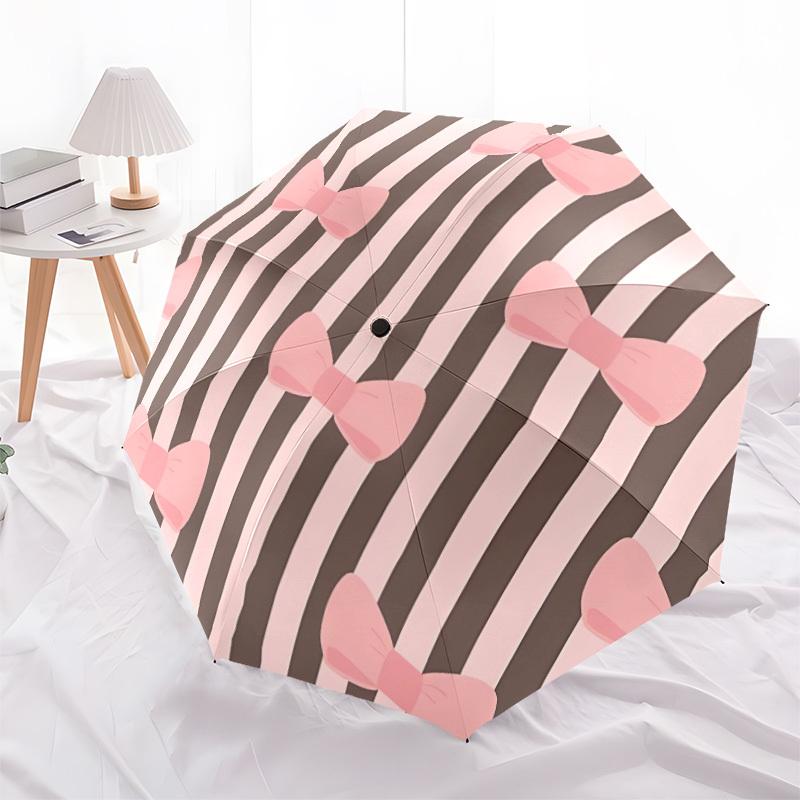 1pc Bowtie Stripes Automatic Open/close Folding Umbrella, Compact Portable Travel Umbrella, Durable Construction Yy251230132