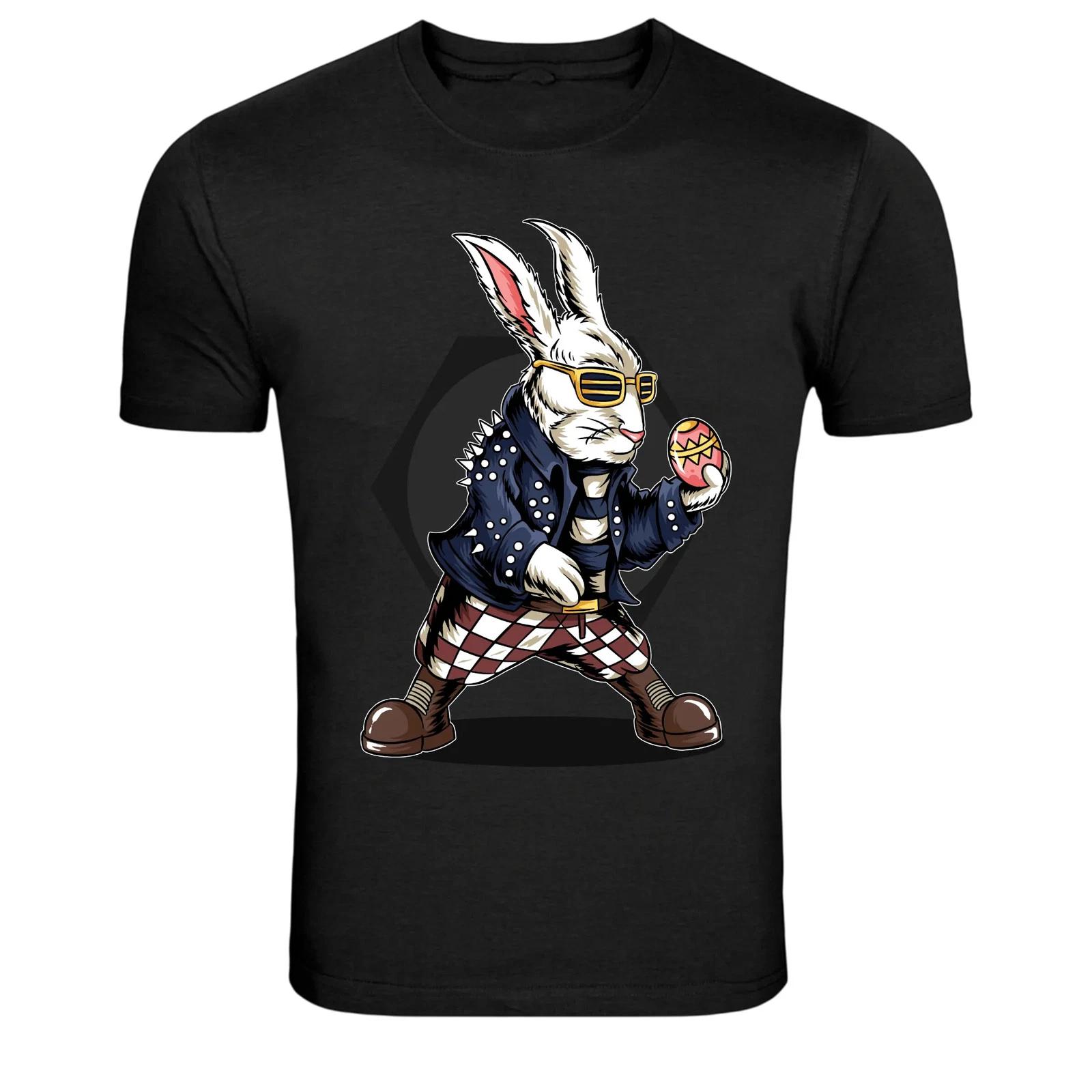 Cool Punk Easter Bunny Egg Graphic T Shirt Funny Holiday Tee XL