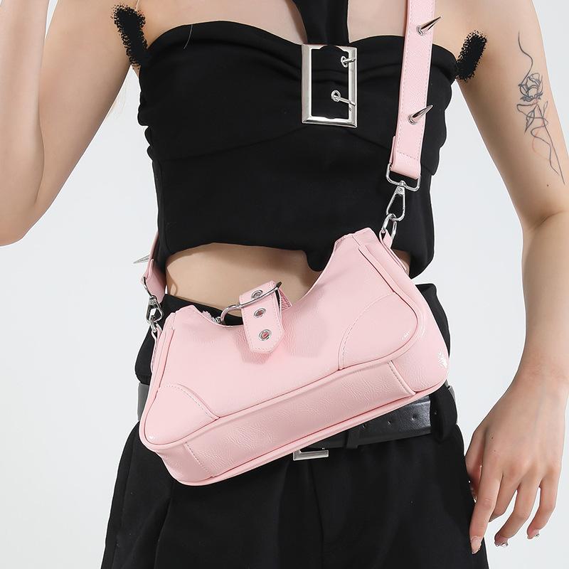 Trend Spice Girl Style Personality Long Rivet Underarm Bag Women's Niche Fashion Street Sweet Cool Shoulder Crossbody Bag