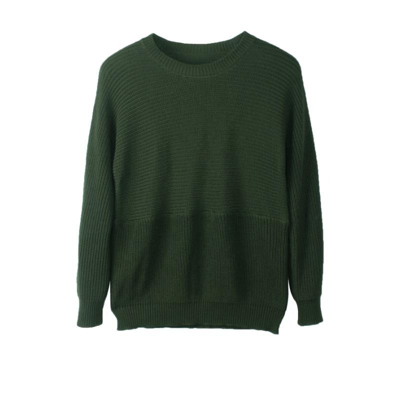 Herbst und Winter Einfarbiger Damen Langarm Strickpullover