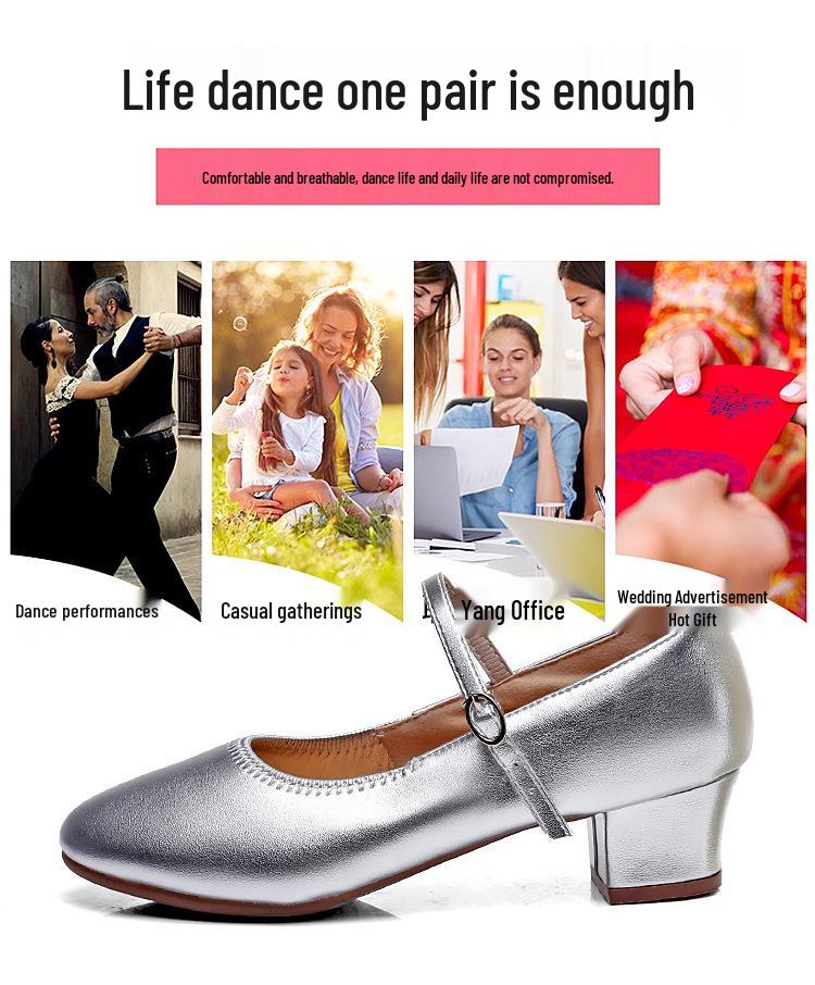 Women's Square Dance Shoes with Chunky Heel - Soft Sole for Latin Dance, Low & Medium Heel Performance Shoes