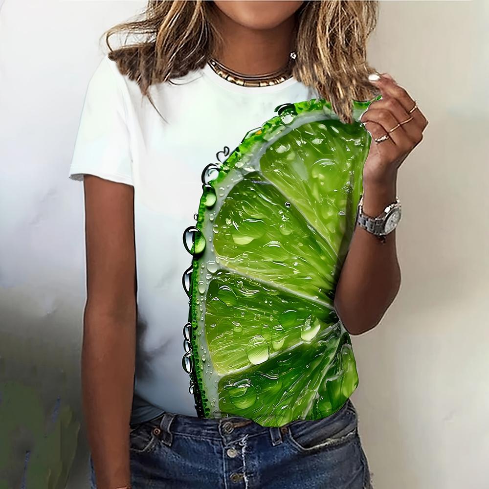 Summer Fruit Lemon Avocado 3D Print Women Streetwear Casual Fashion Short Sleeve T Shirt O-neck Tops Tees