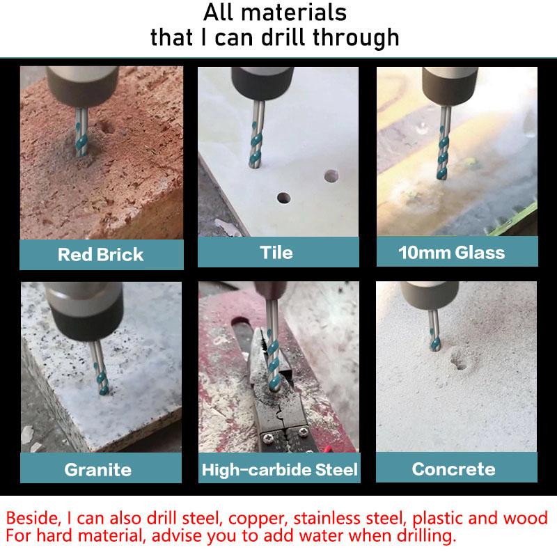 Overlord Drill Glass Tile Punch Hole Opener Concrete Cement Triangle Bit Tungsten Steel Bit 6mm 8mm 10mm 12mm