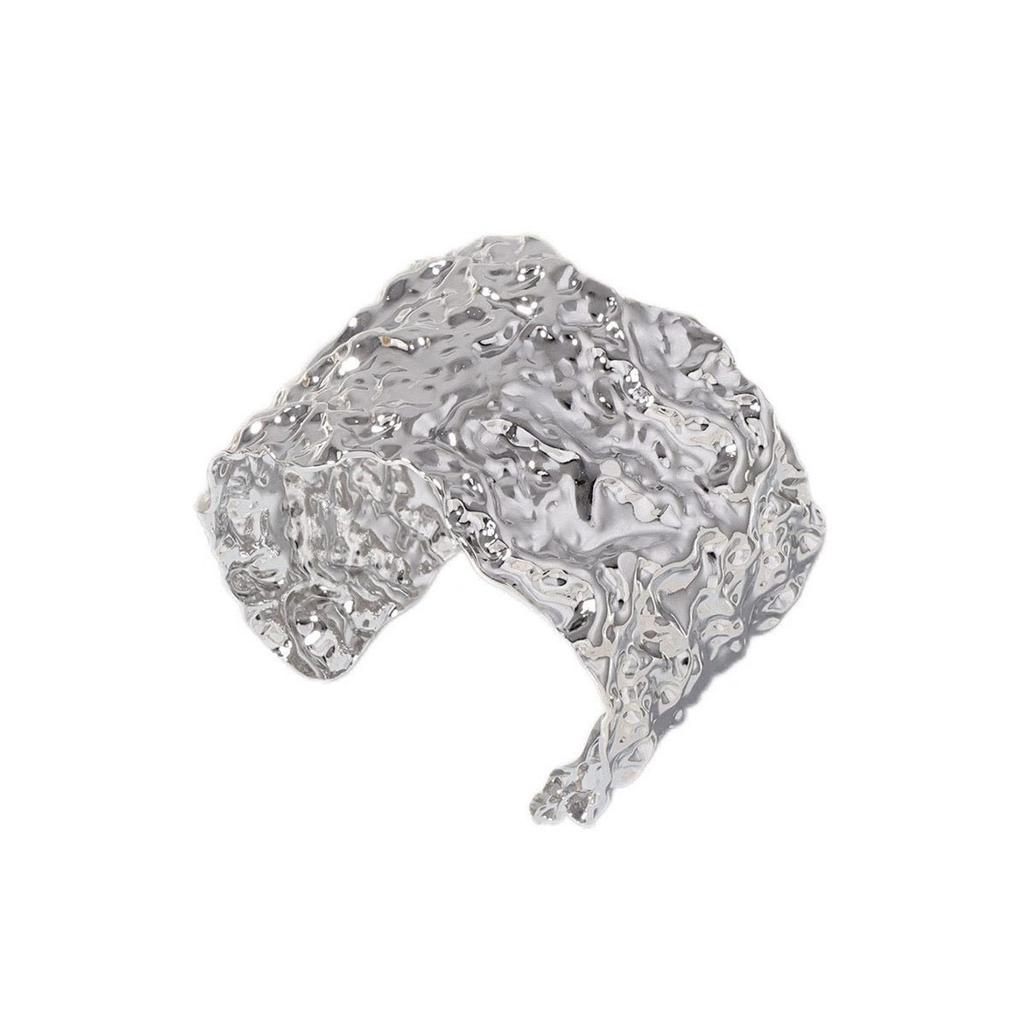 Fashionable Geometric Embossed Style Bracelet With Gold And Silver Dual Tone Minimalism Fashionable Jewelry Gift For Women