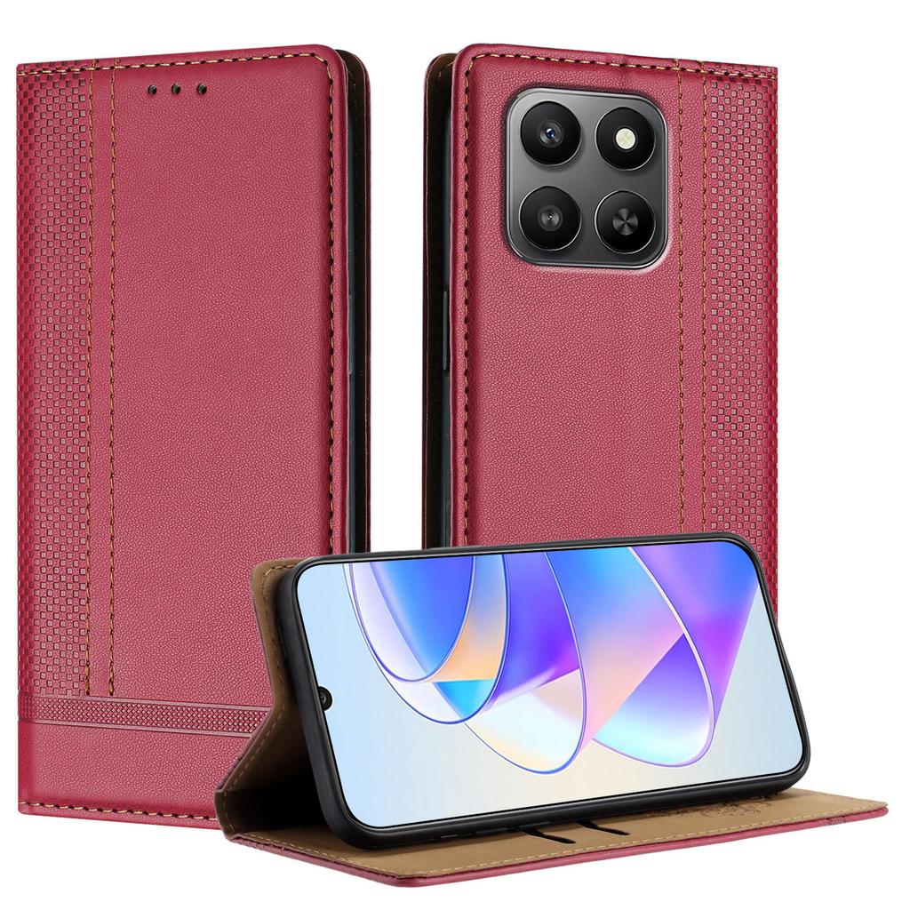 Husă Smart pentru Honor 400 Model Grilă în Formă de L Piele Stand Acoperire Telefon cu Sloturi pentru Carduri